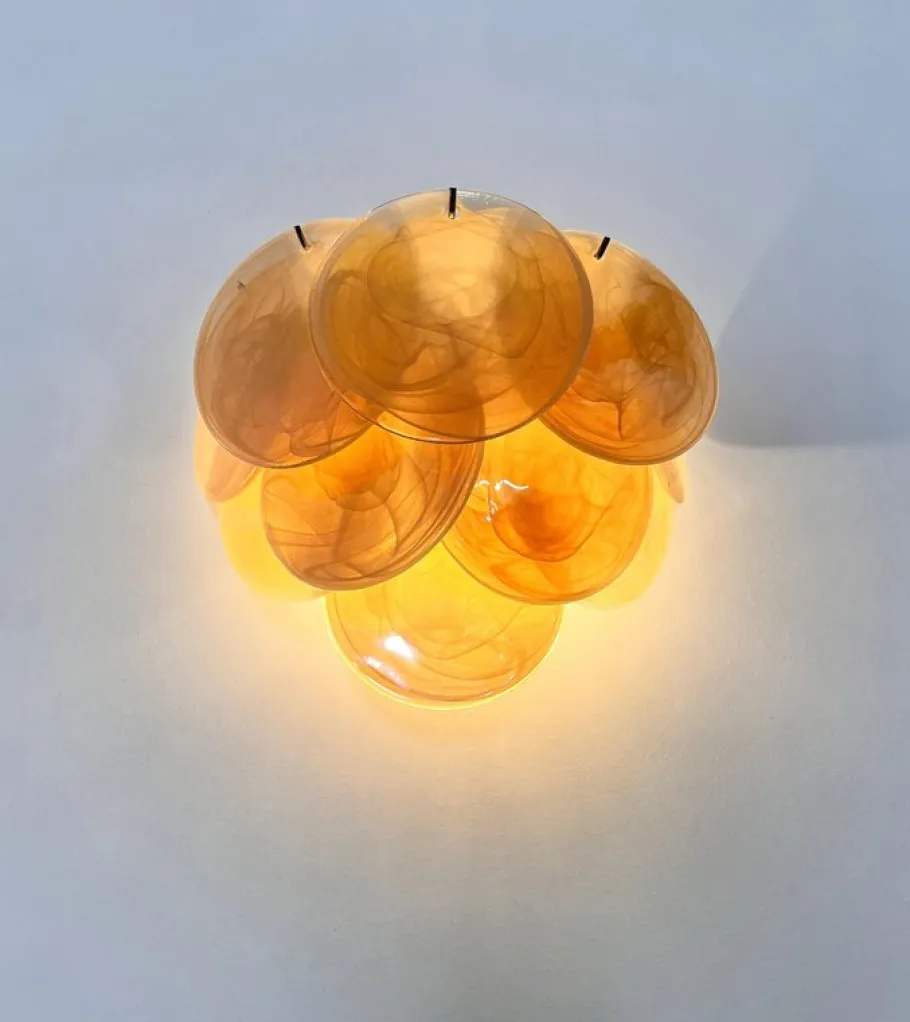 Best Pamono Wall Sconces with Amber Murano Discs, 1990, Set of 4