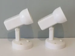 New Pamono Wall Spotlights in White Lacquered Metal from Massive, Belgium, 1970s, Set of 2
