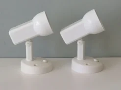 New Pamono Wall Spotlights in White Lacquered Metal from Massive, Belgium, 1970s, Set of 2