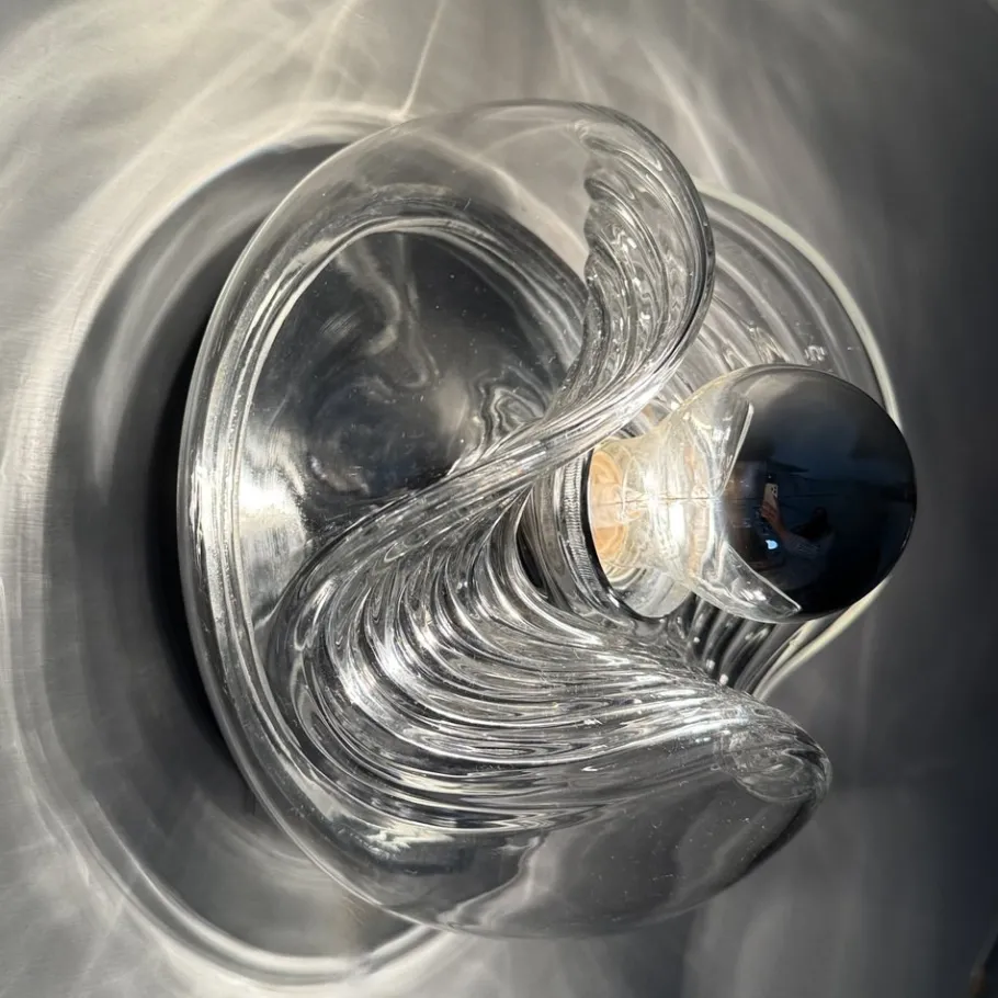 Hot Pamono Wave Glass Wall Lamp from Peill & Putzler, 1970s