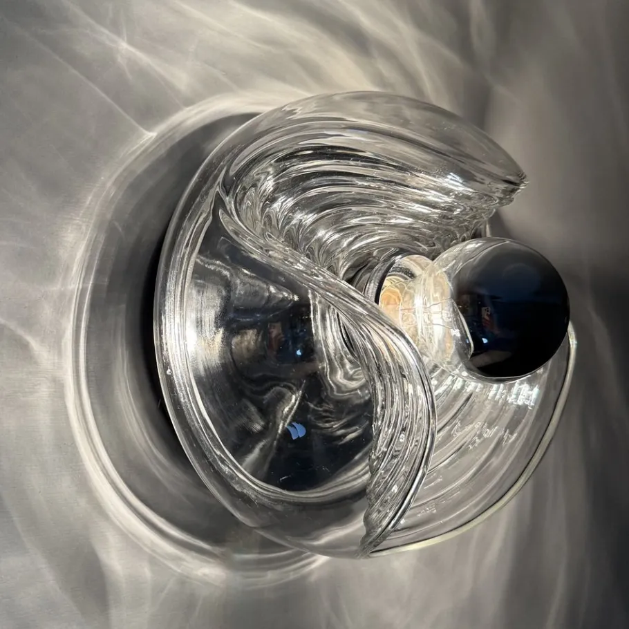 Hot Pamono Wave Glass Wall Lamp from Peill & Putzler, 1970s