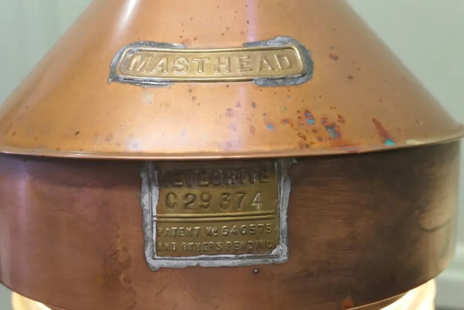 Best Pamono Weathered Ship's Masthead Copper Navigation Light, 1900s