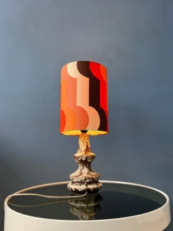Clearance Pamono West German Fat Lava Space Age Table Lamp in Orange Ceramic