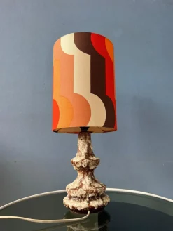 Clearance Pamono West German Fat Lava Space Age Table Lamp in Orange Ceramic