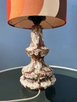 Clearance Pamono West German Fat Lava Space Age Table Lamp in Orange Ceramic