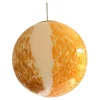 New Pamono White and Amber Spots Sphere Pendant Light in Murano Glass by Simoeng