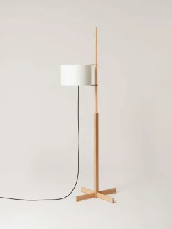 Hot Pamono White and Beech Wood TMM Floor Lamp by Miguel Milá