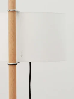 Hot Pamono White and Beech Wood TMM Floor Lamp by Miguel Milá