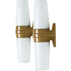 Pamono White and Brown Ceramic Wall Lights, Sweden, 1970s, Set of 2