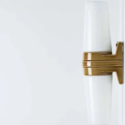 Pamono White and Brown Ceramic Wall Lights, Sweden, 1970s, Set of 2