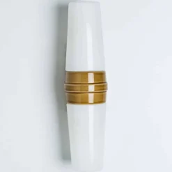 Pamono White and Brown Ceramic Wall Lights, Sweden, 1970s, Set of 2