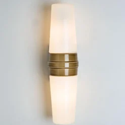 Pamono White and Brown Ceramic Wall Lights, Sweden, 1970s, Set of 2