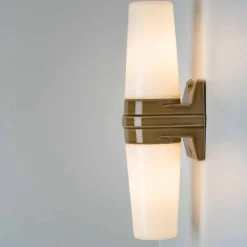 Pamono White and Brown Ceramic Wall Lights, Sweden, 1970s, Set of 2