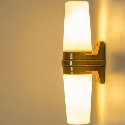 Pamono White and Brown Ceramic Wall Lights, Sweden, 1970s, Set of 2