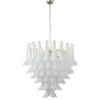 Discount Pamono White and Crystal Color Murano Glass Petal Chandelier, Italy, 1990s