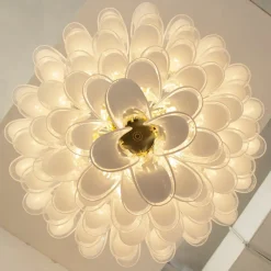 Discount Pamono White and Crystal Color Murano Glass Petal Chandelier, Italy, 1990s