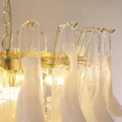 Discount Pamono White and Crystal Color Murano Glass Petal Chandelier, Italy, 1990s