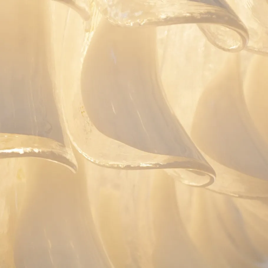 Discount Pamono White and Crystal Color Murano Glass Petal Chandelier, Italy, 1990s