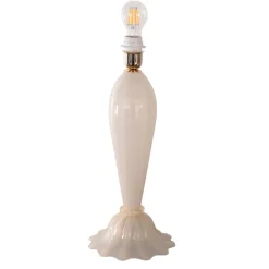 Best Pamono White and Gold Blown Murano Glass Table Lamps, Italy, 1980s