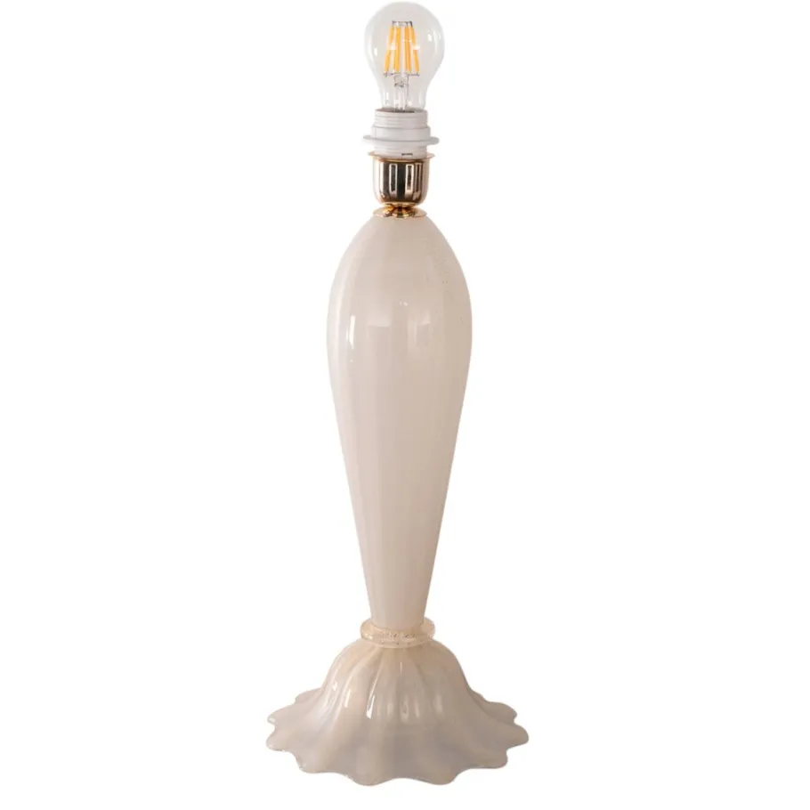 Best Pamono White and Gold Blown Murano Glass Table Lamps, Italy, 1980s