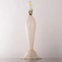 Best Pamono White and Gold Blown Murano Glass Table Lamps, Italy, 1980s