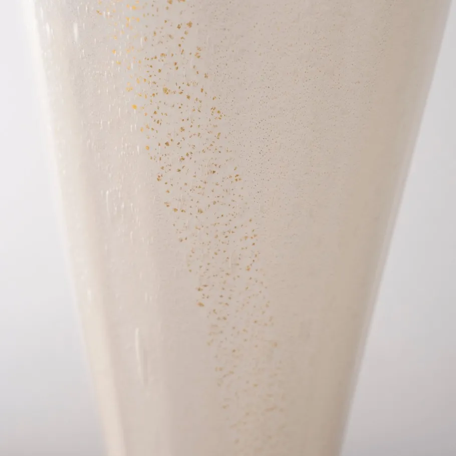 Best Pamono White and Gold Blown Murano Glass Table Lamps, Italy, 1980s