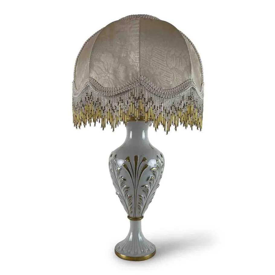 New Pamono White and Gold Porcelain Table Lamp, 1970s