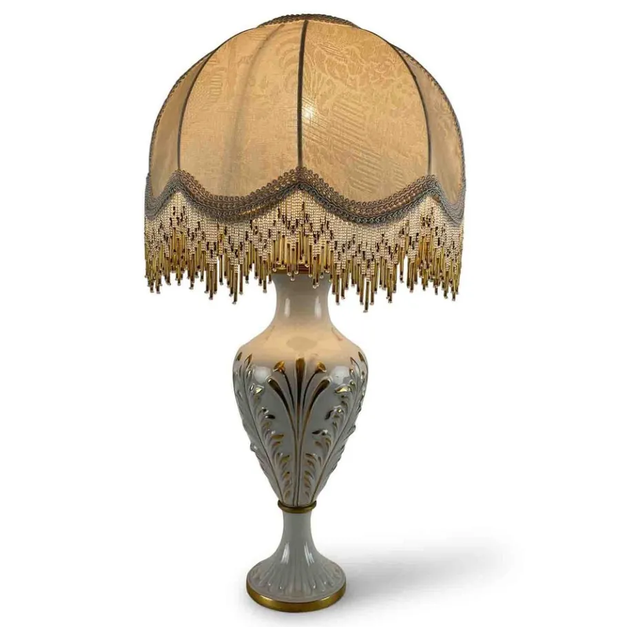 New Pamono White and Gold Porcelain Table Lamp, 1970s