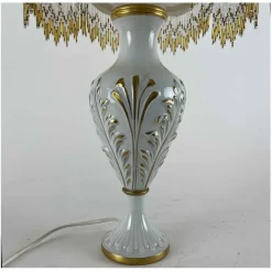 New Pamono White and Gold Porcelain Table Lamp, 1970s