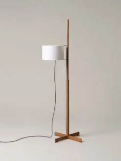 Hot Pamono White and Oak TMM Floor Lamp by Miguel Milá