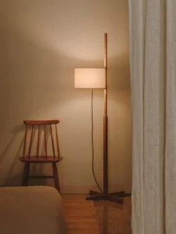Hot Pamono White and Oak TMM Floor Lamp by Miguel Milá
