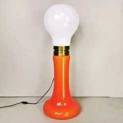 Outlet Pamono White and Orange Glass Lamp by Birille Nason for Mazzega, 1970s