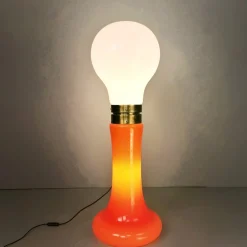 Outlet Pamono White and Orange Glass Lamp by Birille Nason for Mazzega, 1970s