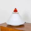 Outlet Pamono White and Red Glass Table Lamp by Leucos, Italy, 1960s