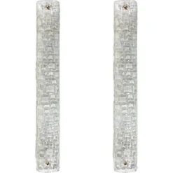 New Pamono White Bubbled Ice Glass Wall Light from Hillebrand, 1960