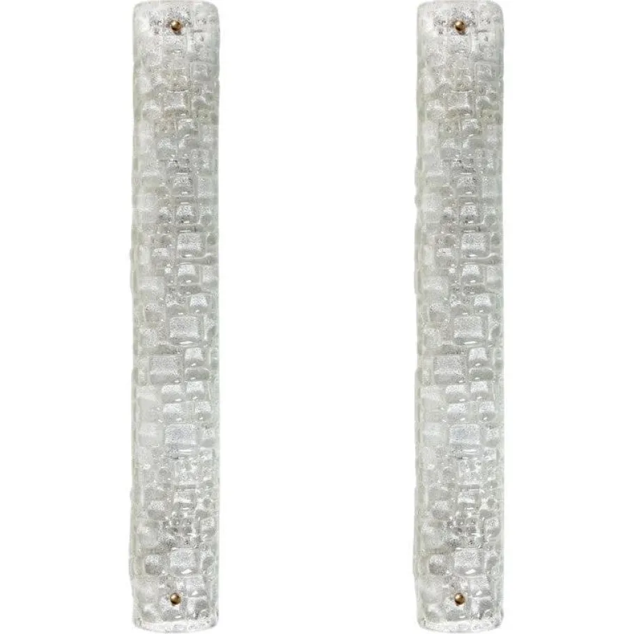 New Pamono White Bubbled Ice Glass Wall Light from Hillebrand, 1960