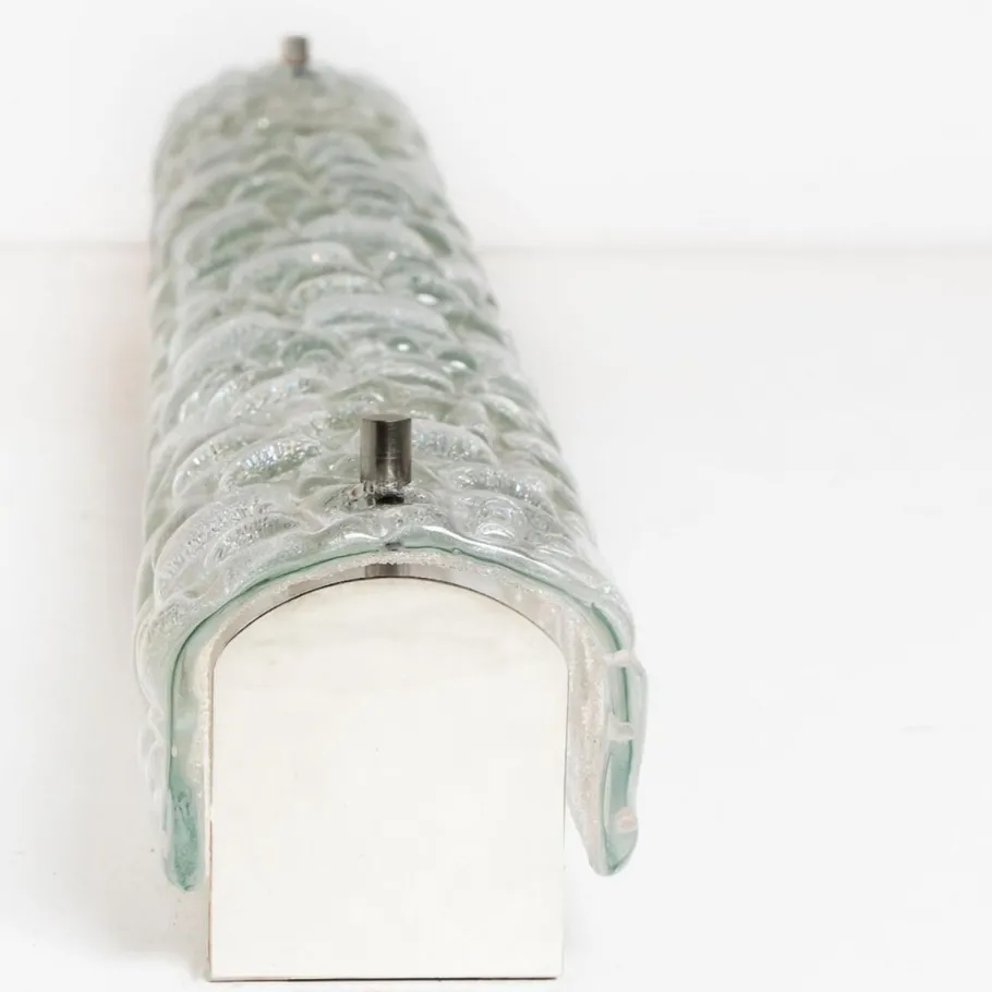 New Pamono White Bubbled Ice Glass Wall Light from Hillebrand, 1960