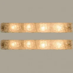 New Pamono White Bubbled Ice Glass Wall Light from Hillebrand, 1960