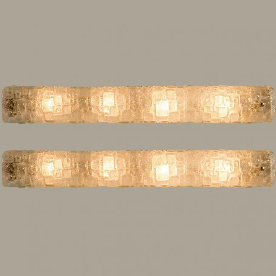 New Pamono White Bubbled Ice Glass Wall Light from Hillebrand, 1960