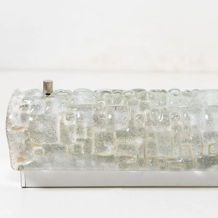 New Pamono White Bubbled Ice Glass Wall Light from Hillebrand, 1960