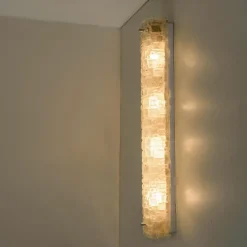 New Pamono White Bubbled Ice Glass Wall Light from Hillebrand, 1960