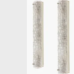 New Pamono White Bubbled Ice Glass Wall Light from Hillebrand, 1960