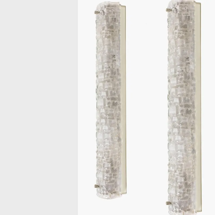 New Pamono White Bubbled Ice Glass Wall Light from Hillebrand, 1960