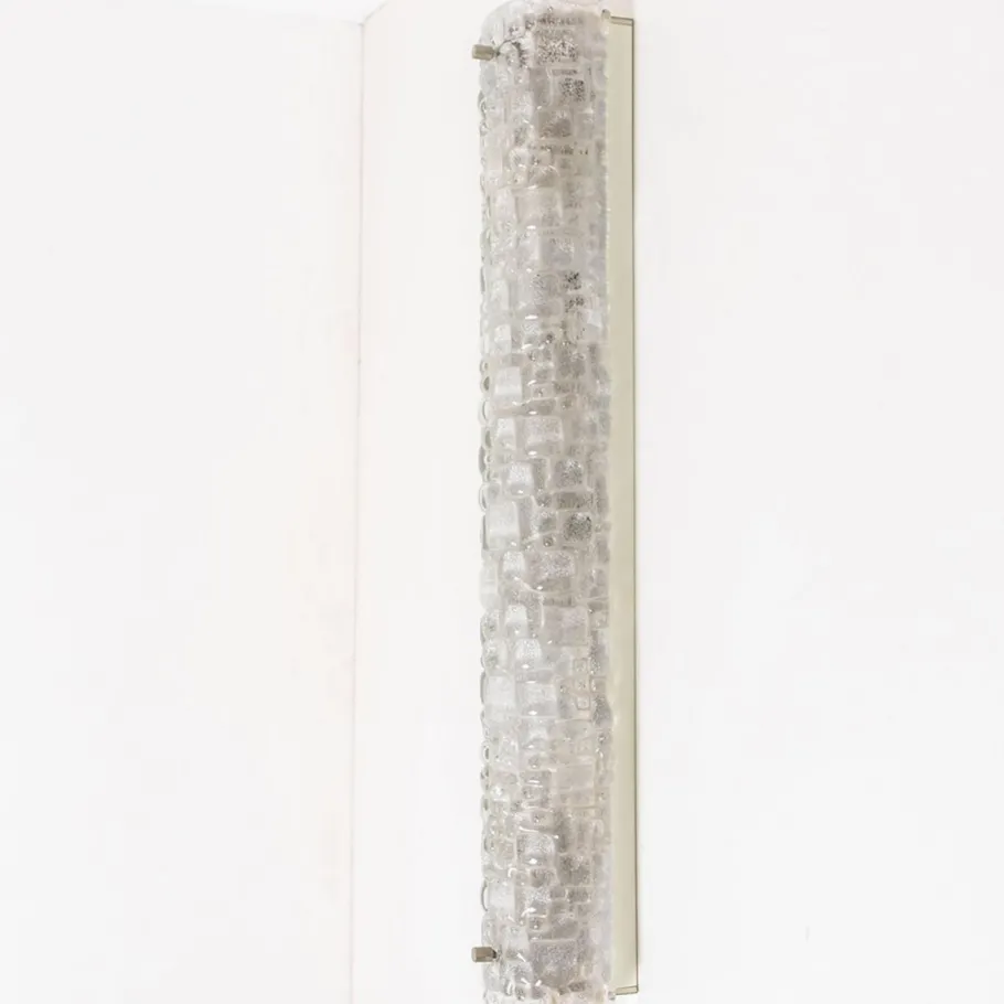 New Pamono White Bubbled Ice Glass Wall Light from Hillebrand, 1960