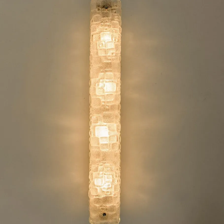 New Pamono White Bubbled Ice Glass Wall Light from Hillebrand, 1960