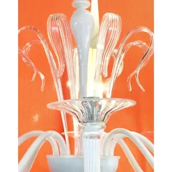 Hot Pamono White Chandelier with Transparent Leaves in Murano Glass by Simoeng