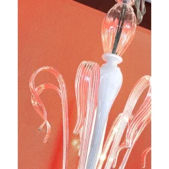 Hot Pamono White Chandelier with Transparent Leaves in Murano Glass by Simoeng