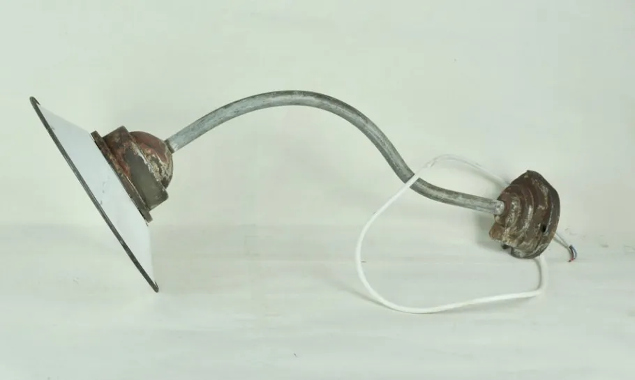 Hot Pamono White Enameled Metal Garden Light, 1940s