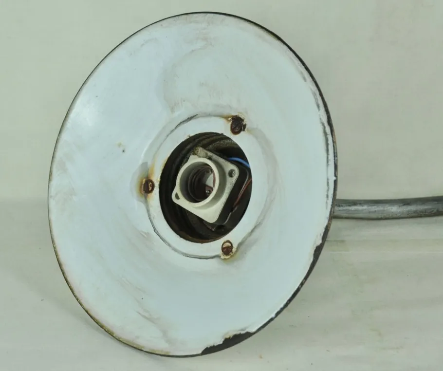 Hot Pamono White Enameled Metal Garden Light, 1940s