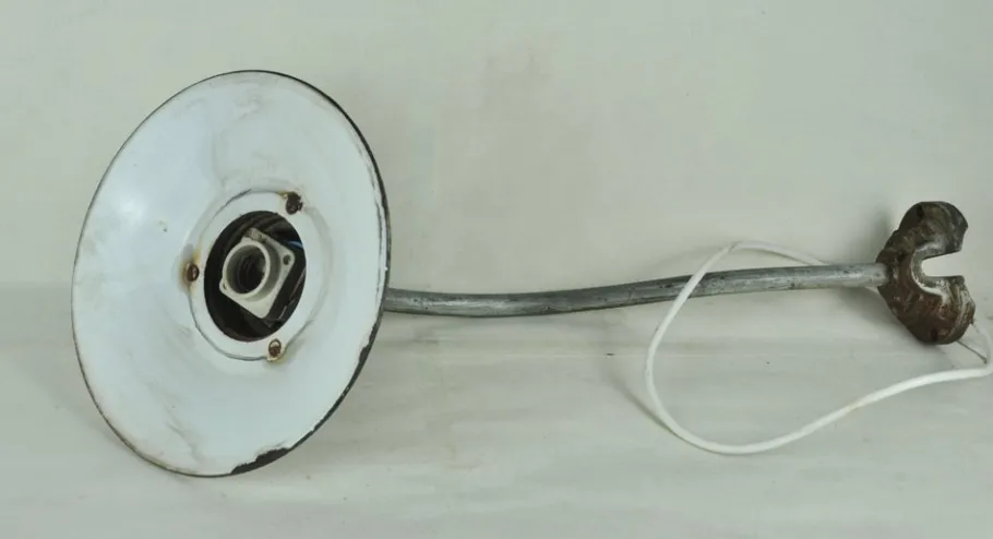 Hot Pamono White Enameled Metal Garden Light, 1940s